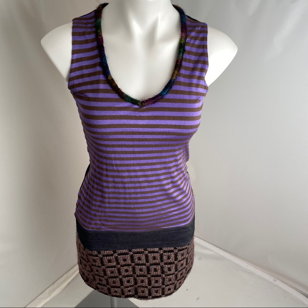 Custo Barcelona Multicolor Mix Media Stripe Dress
